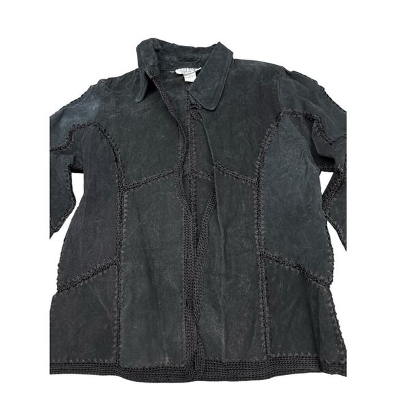 Selene Sport Jackets & Blazers - Vintage Selene Sport Suede Patchwork Jacket Black Leather Boho Western S